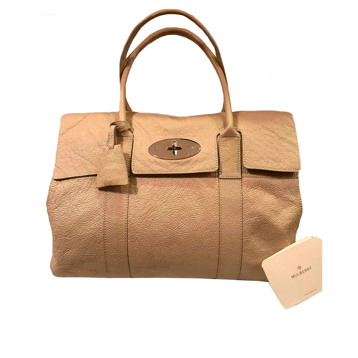 mulberry beige bayswater pebbled leather bag