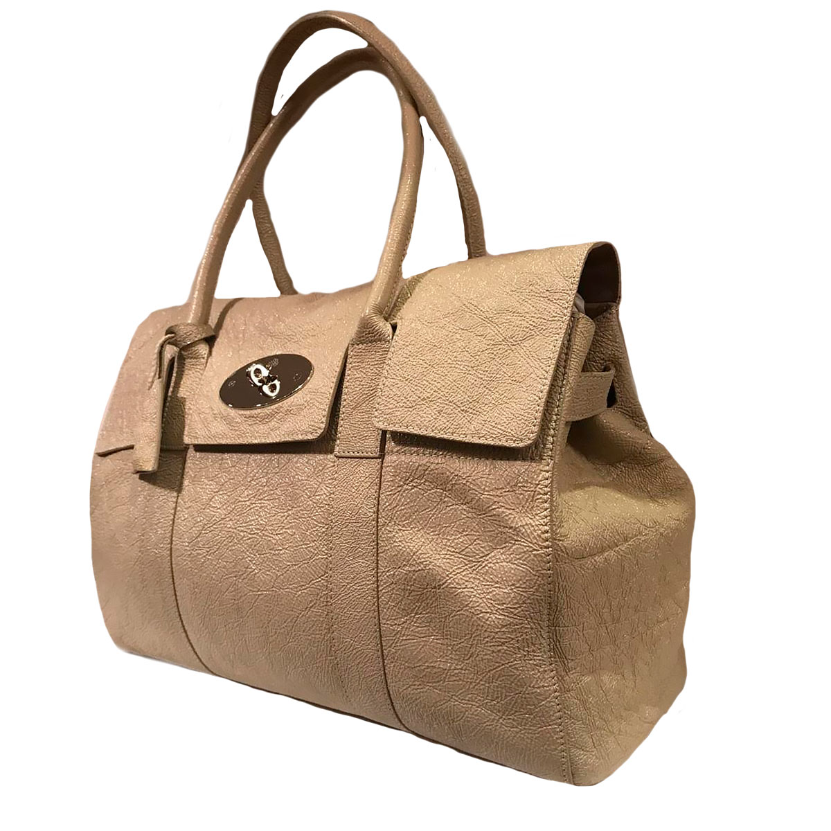 mulberry beige bayswater pebbled leather bag