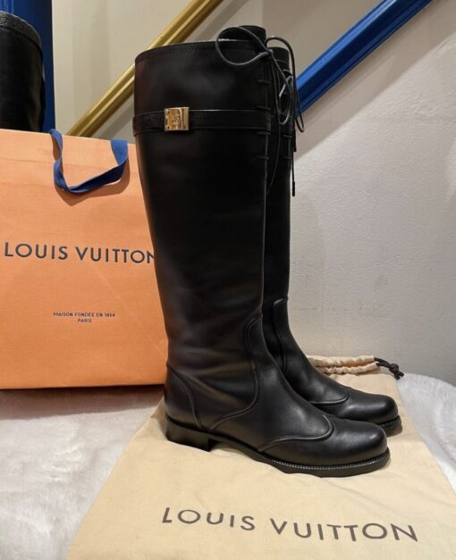 Louis Vuitton Black Leather Knee Length Ladies Boots ( Size 39) - TBD