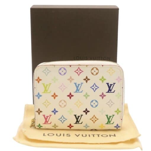 Louis Vuitton Monogram Multicolor Zippy Coin Purse Wallet White Litchi - Image 5