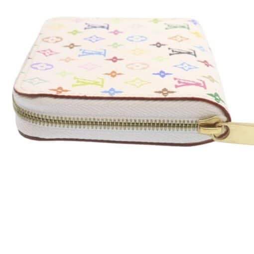 Louis Vuitton Monogram Multicolor Zippy Coin Purse Wallet White Litchi - Image 6