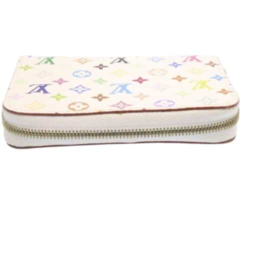 Louis Vuitton Monogram Multicolor Zippy Coin Purse Wallet White Litchi - Image 8