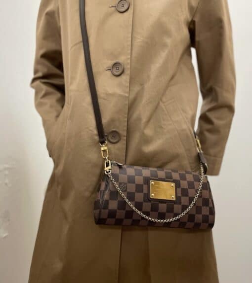 Louis Vuitton Damier Ebene Eva Clutch Shoulder/ Crossbody Bag