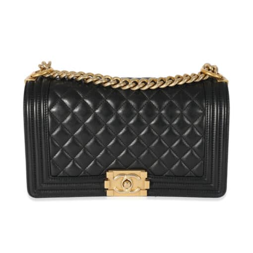 Chanel Black Quilted Leather Medium Boy Flap Bag in Lambskin - Image 3