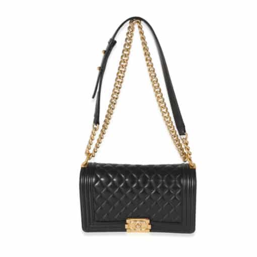 Chanel Black Quilted Leather Medium Boy Flap Bag in Lambskin - Image 9