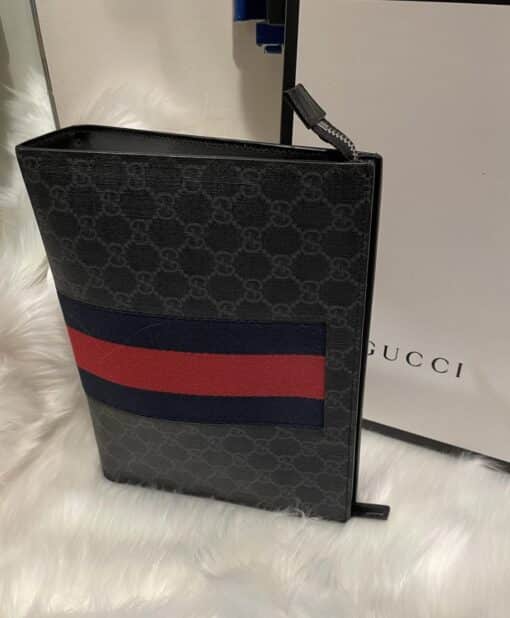 GUCCI GG Supreme Monogram Selleria Calfskin Web New Web Cosmetic/ Clutch Bag. - Image 11