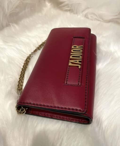 CHRISTIAN DIOR Leather Wallet on Chain J'adior Croisiere Red - Image 10