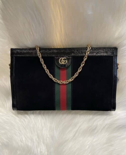 GUCCI Calfskin Matelasse Medium GG Marmont Shoulder Crossbody Bag Black - Image 10