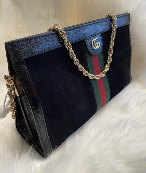 GUCCI Calfskin Matelasse Medium GG Marmont Shoulder Crossbody Bag Black - Image 11