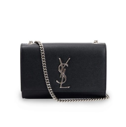 SAINT LAURENT Grain De Poudre Small Classic Monogram Kate Satchel Black - Image 9