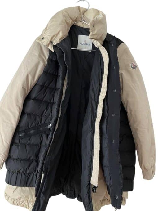 Moncler Parka Black and Cream Ladies Coat (Size S/M) - Image 8