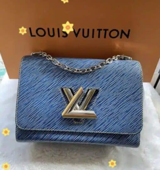 Louis Vuitton EPI Leather Twist Shoulder Bag MM Denim Light