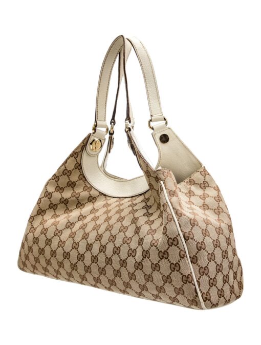 Gucci Beige and Ivory Monogram Charmy Hobo.