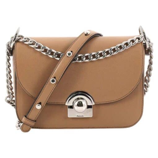 PRADA Glace Calfskin Arcade Crossbody Bag Caramel. - Image 9