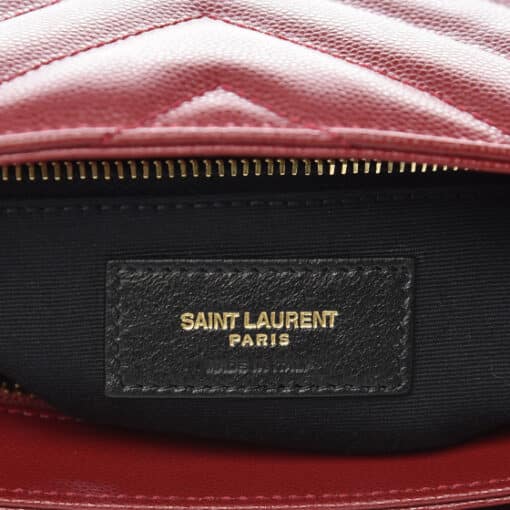 SAINT LAURENT Grain de Poudre Matelasse Chevron Medium Tribeca Shopping Bag Garnet - Image 7