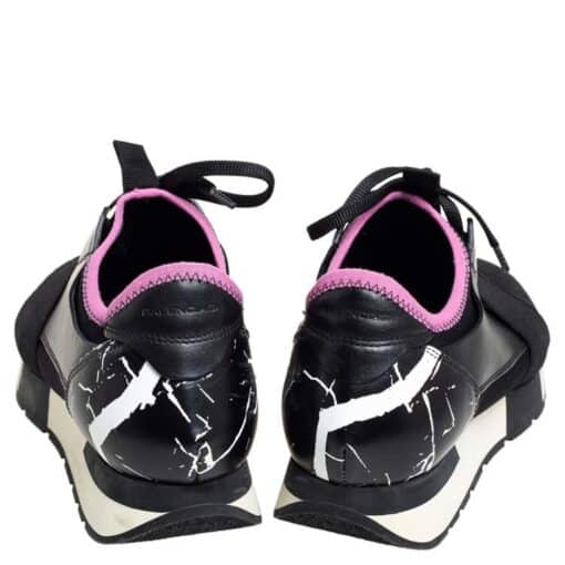 Balenciaga Black/Pink Leather and Suede Race Runner Sneakers (Size 37) - Image 6