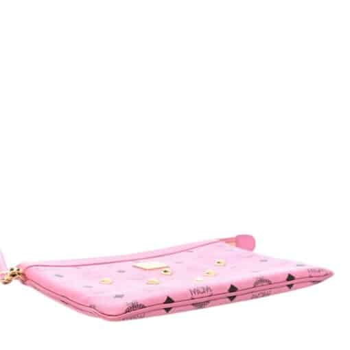 MCM Visetos Studded Wristlet Pouch Pink - Image 5