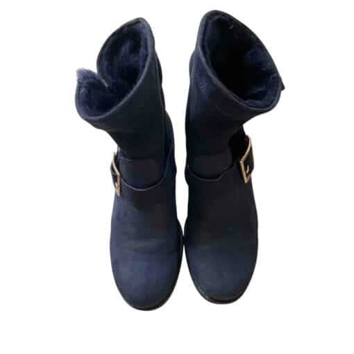 Jimmy Choo Navy Suede Youth Biker Ankle Boot (Size 37.5) - Image 8