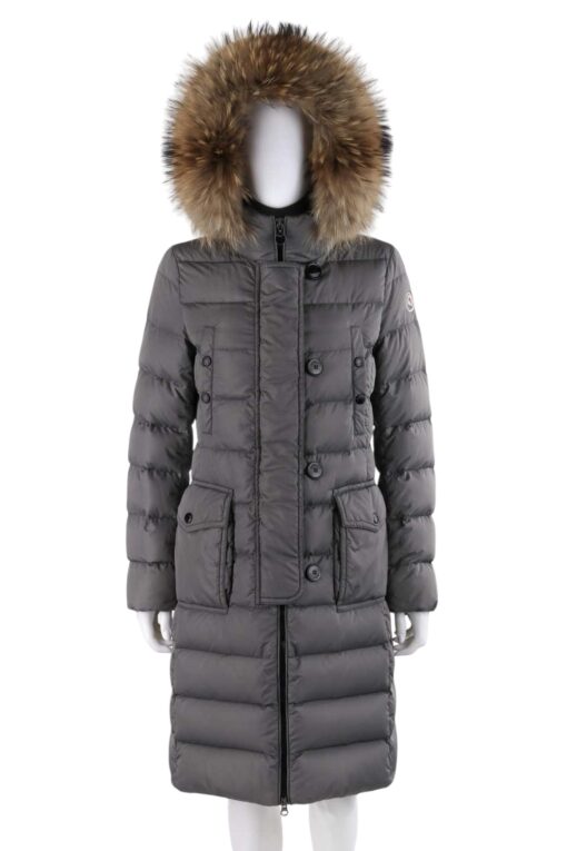 MONCLER “Genevrier” Giubbotto Gray Fur Quilted Puffer Jacket Parka Coat (Size 3)