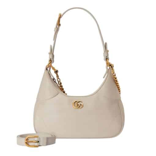 GUCCI Goatskin Small Aphrodite Shoulder Bag Mystic White