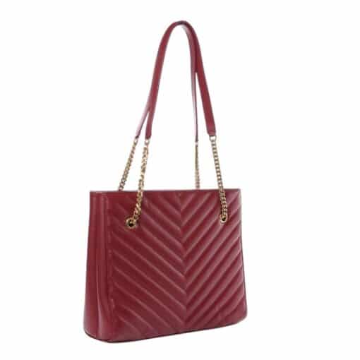 SAINT LAURENT Grain de Poudre Matelasse Chevron Medium Tribeca Shopping Bag Garnet - Image 10