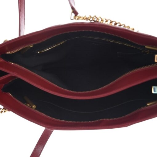 SAINT LAURENT Grain de Poudre Matelasse Chevron Medium Tribeca Shopping Bag Garnet - Image 11