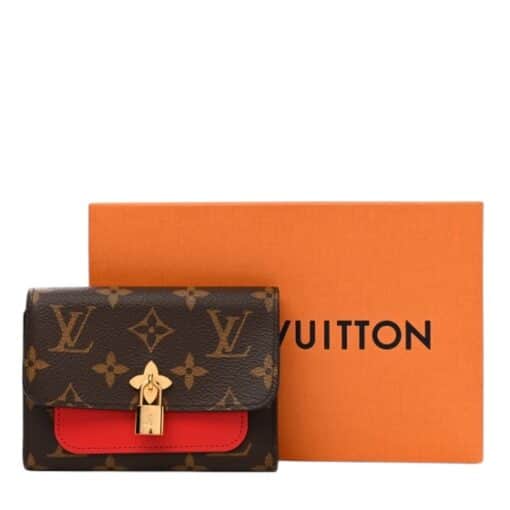 Louis Vuitton Monogram Flower Lock Compact Wallet Coquelicot